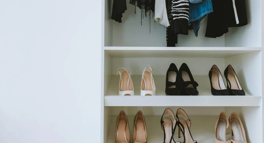 organized closet with visible clothes