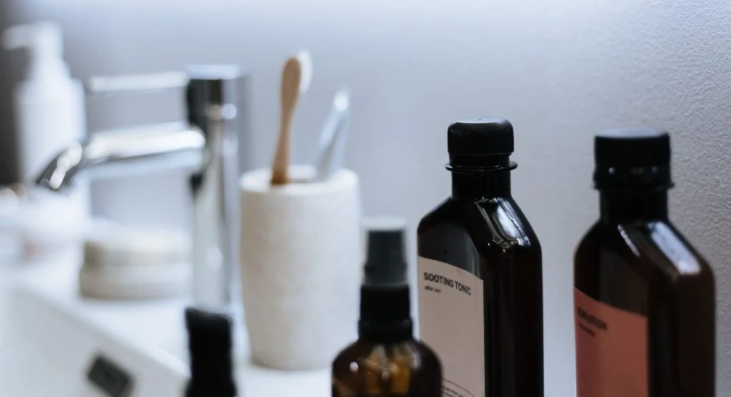 night grooming products laid out