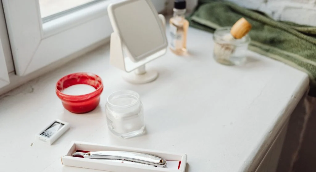 Mirror-level setup placing daily grooming items within easy reach during the morning routine